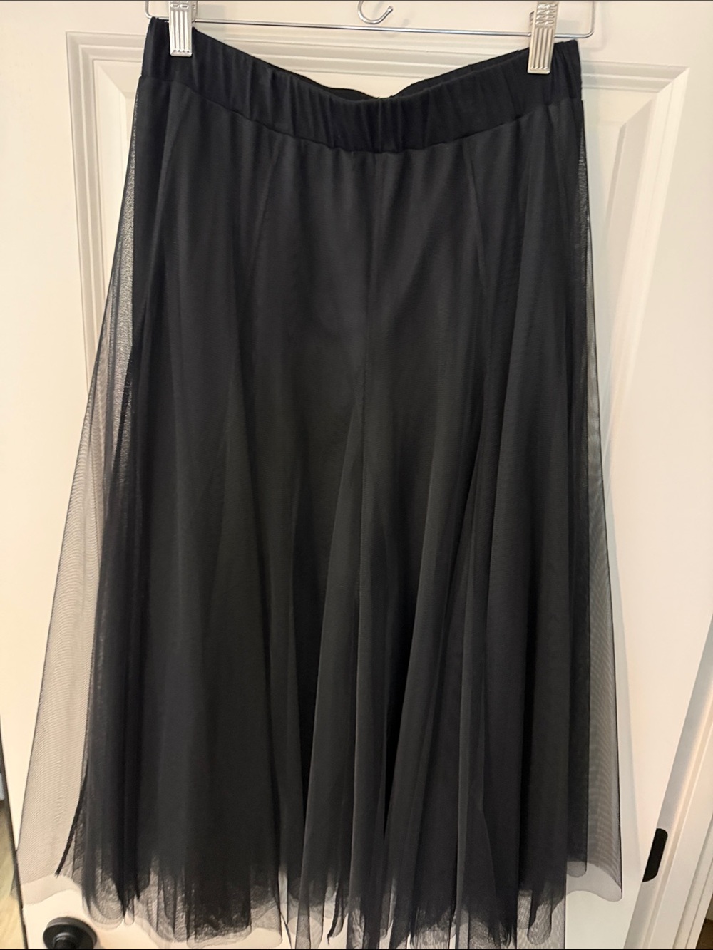Black Tulle Midi Skirt with Soft Layers